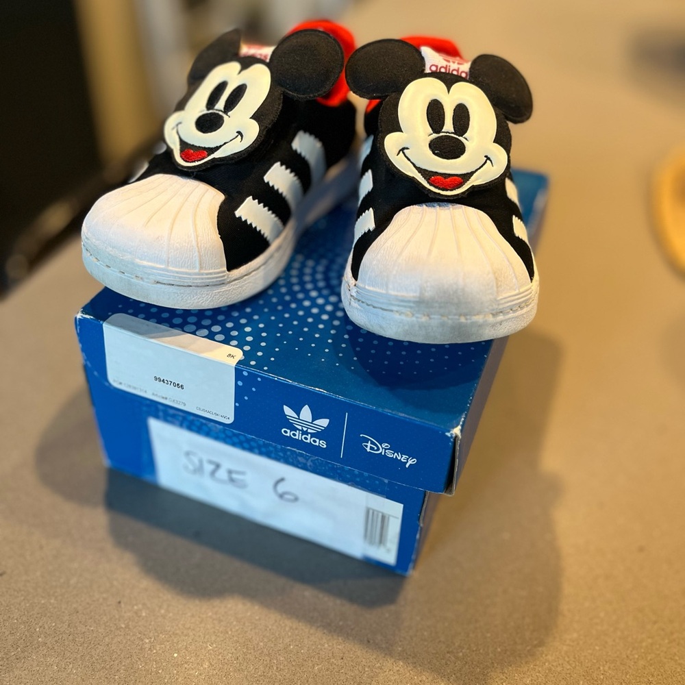 Adidas Black and White Mickey Mouse Sneakers